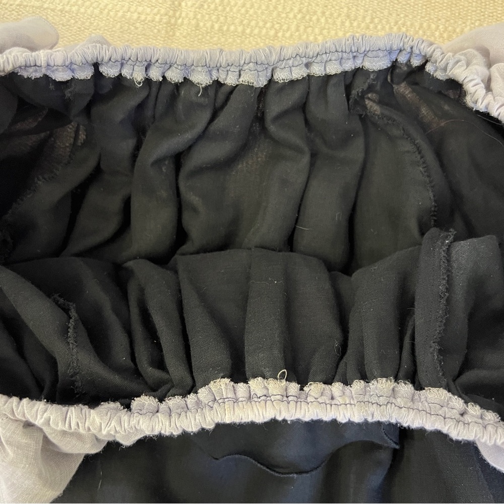 Vintage 80s Black and Silver Ruffle Cotton Gauze Mini Dress - Picture 12 of 16